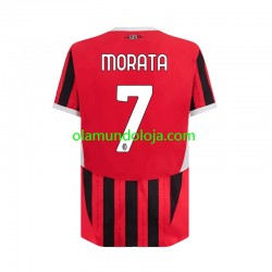 Camisola AC Milan Alvaro Morata 7 Homem Equipamento Primeiro 2024-2025 Manga Curta